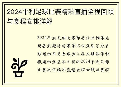 2024平利足球比赛精彩直播全程回顾与赛程安排详解